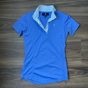 Horze- Riding Competition Shirt- Purple with Polka Dot Collar- US 4